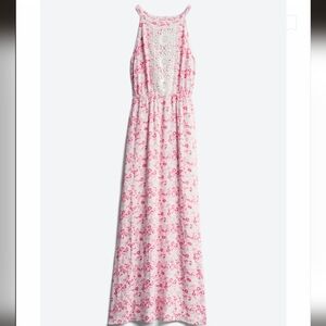 Crochet floral maxi halter dress